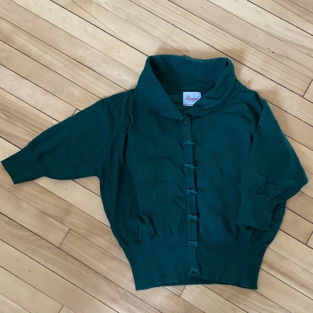 Chic Green Cowl Neck Sweater, named « April cardigan »